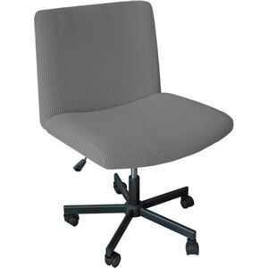 Armless Office Chair Cover Criss Cross Slipcover Stretch Knitted Wide Seat Grey
